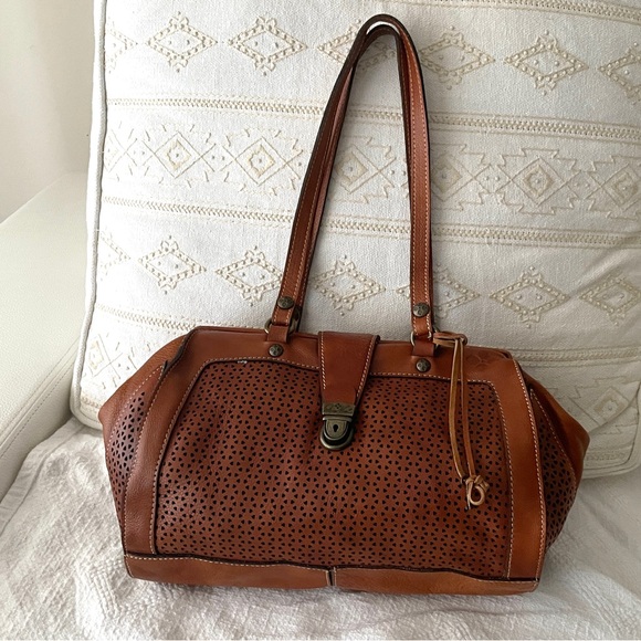🎉 NEW LISTING Patricia Nash Brown Satchel Doctor Bag Large Shoulder Bag - Picture 2 of 15